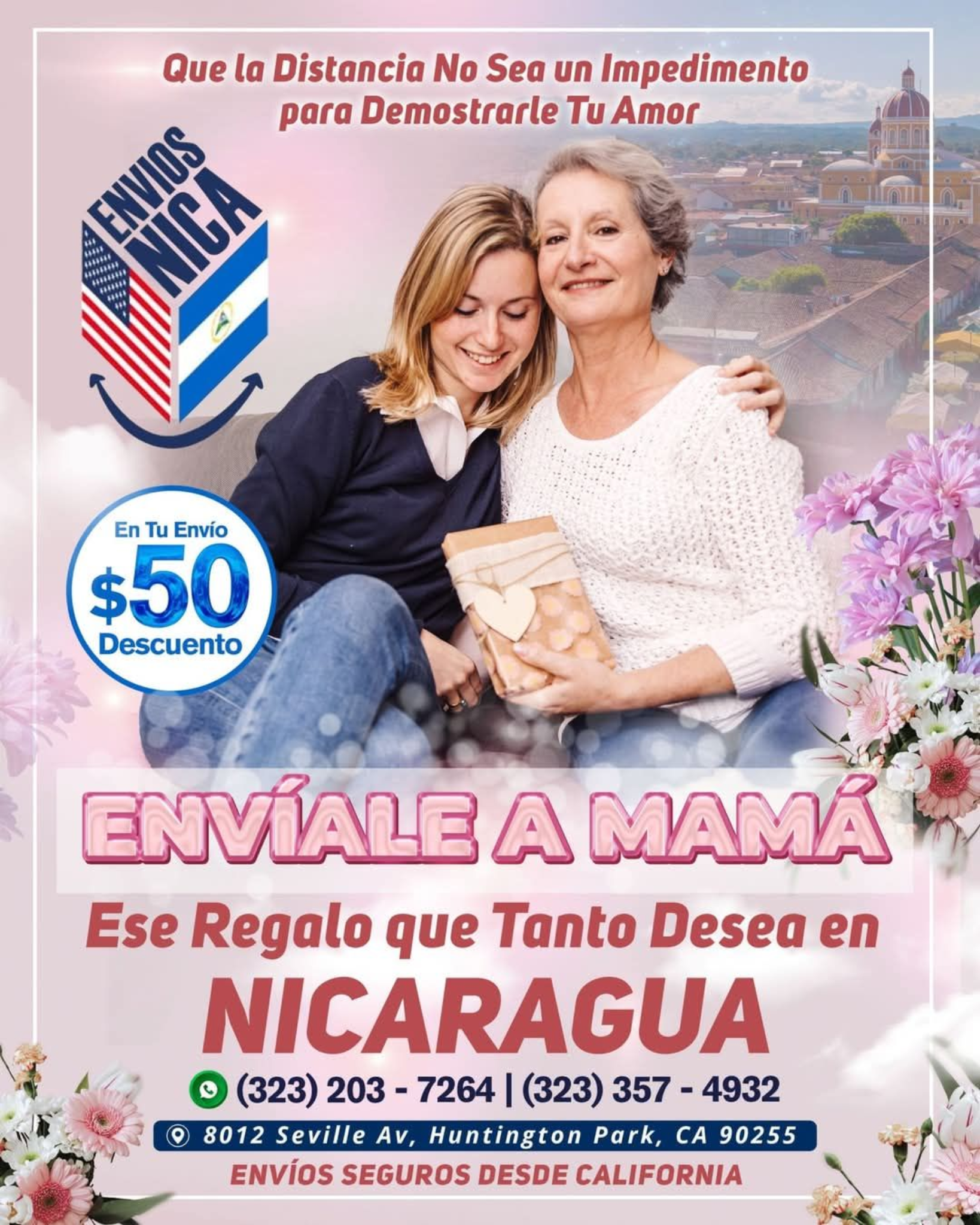 Promoción del Día de las Madres de Envíos Nica con descuento para enviar regalos a Nicaragua